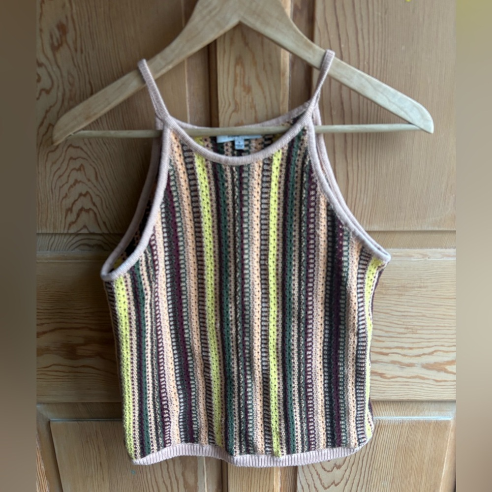Madewell Striped Crochet Tank Top | Coastal | Small
